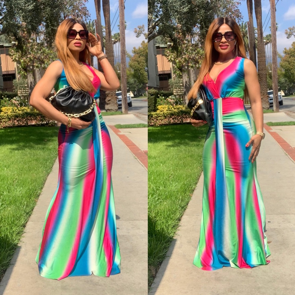 SLEEVELESS TIE DYE MAXI DRESS